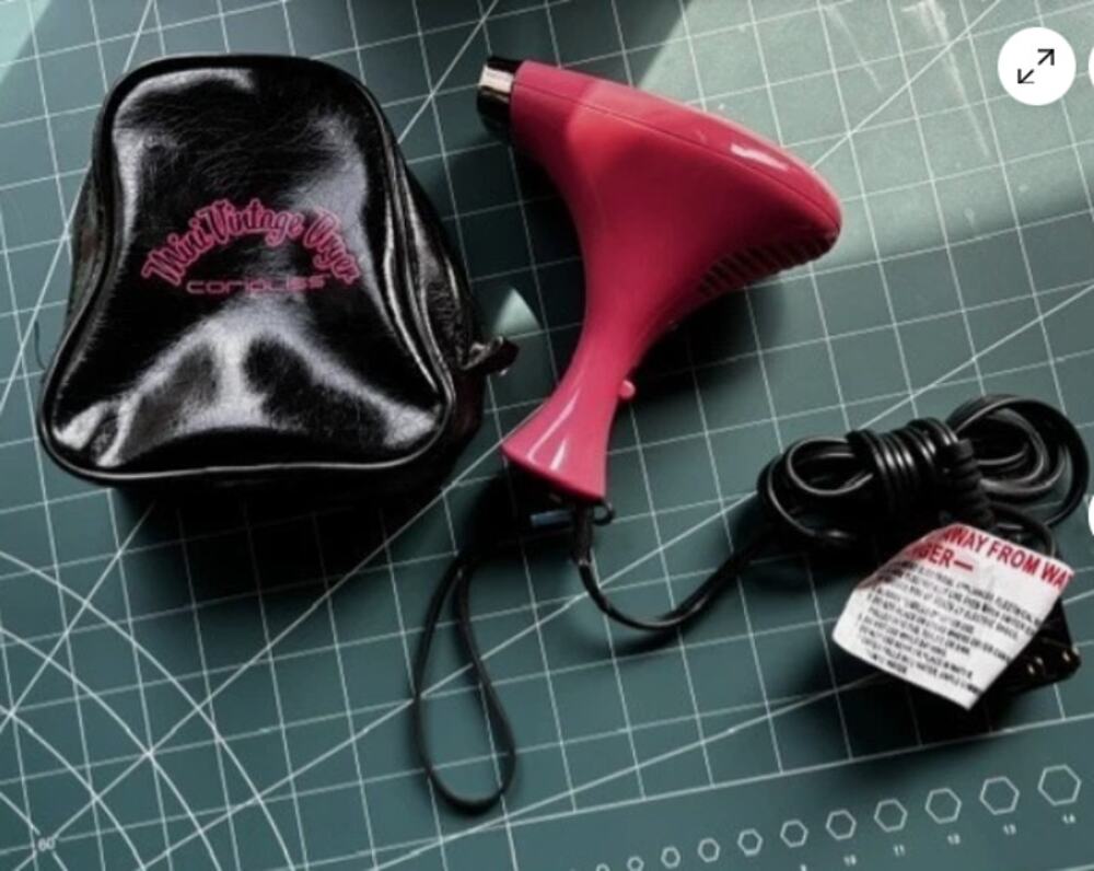 Corioliss The Mini Vintage Hair Dryer Pink 500W Dual Voltage Travel Case Works